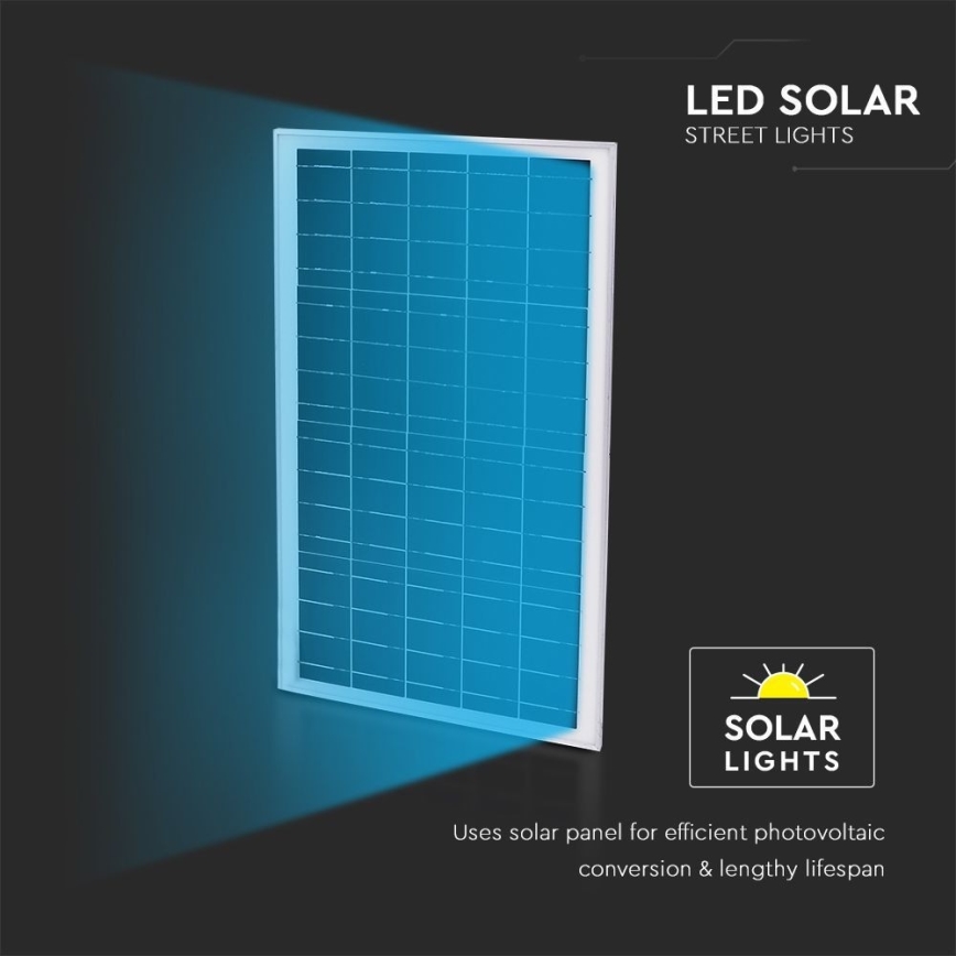 LED Regulação solar rua candeeiro SAMSUNG CHIP LED/50W/6,4V 4000K IP65 + controlo remoto