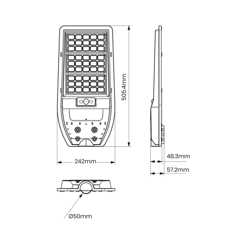 Candeeiro solar de rua LED VIA 100W/10000 mAh 3,2V 6000K IP65 + controlo remoto