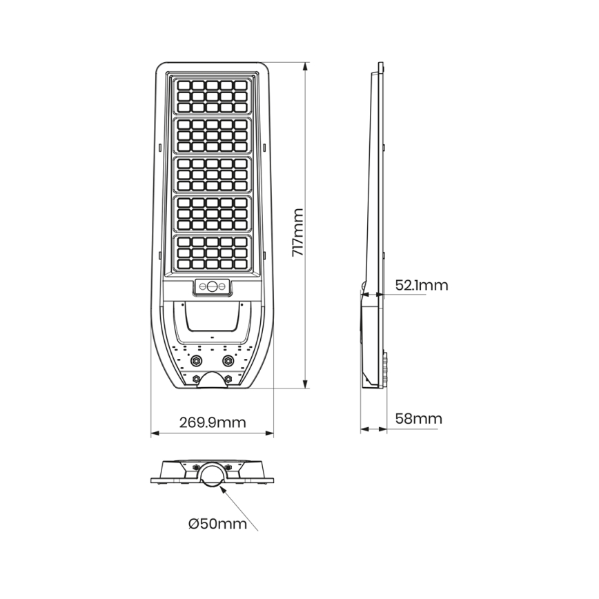 Candeeiro solar de rua LED VIA 200W/20000 mAh 3,2V 6000K IP54 + controlo remoto