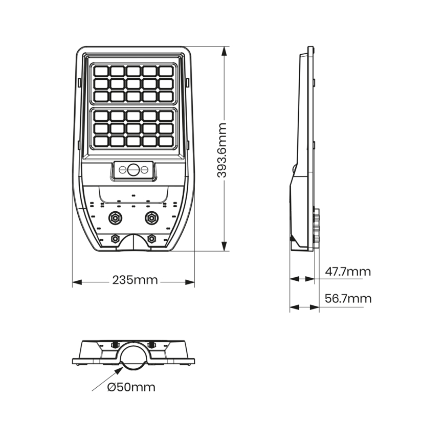 Candeeiro solar de rua LED VIA 50W/5000 mAh 3,2V 6000K IP65 + controlo remoto