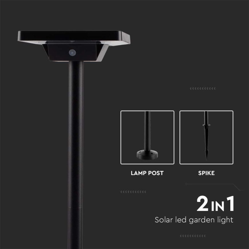 Candeeiro solar exterior LED 2em1 LED/2W/3,7V IP65 3000/4000/6500K