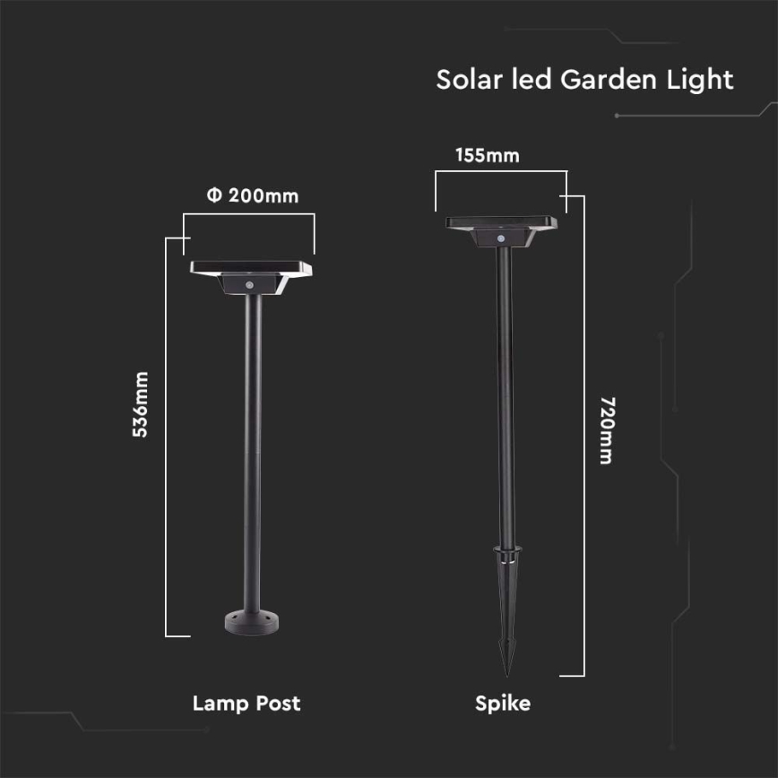 Candeeiro solar exterior LED 2em1 LED/2W/3,7V IP65 3000/4000/6500K