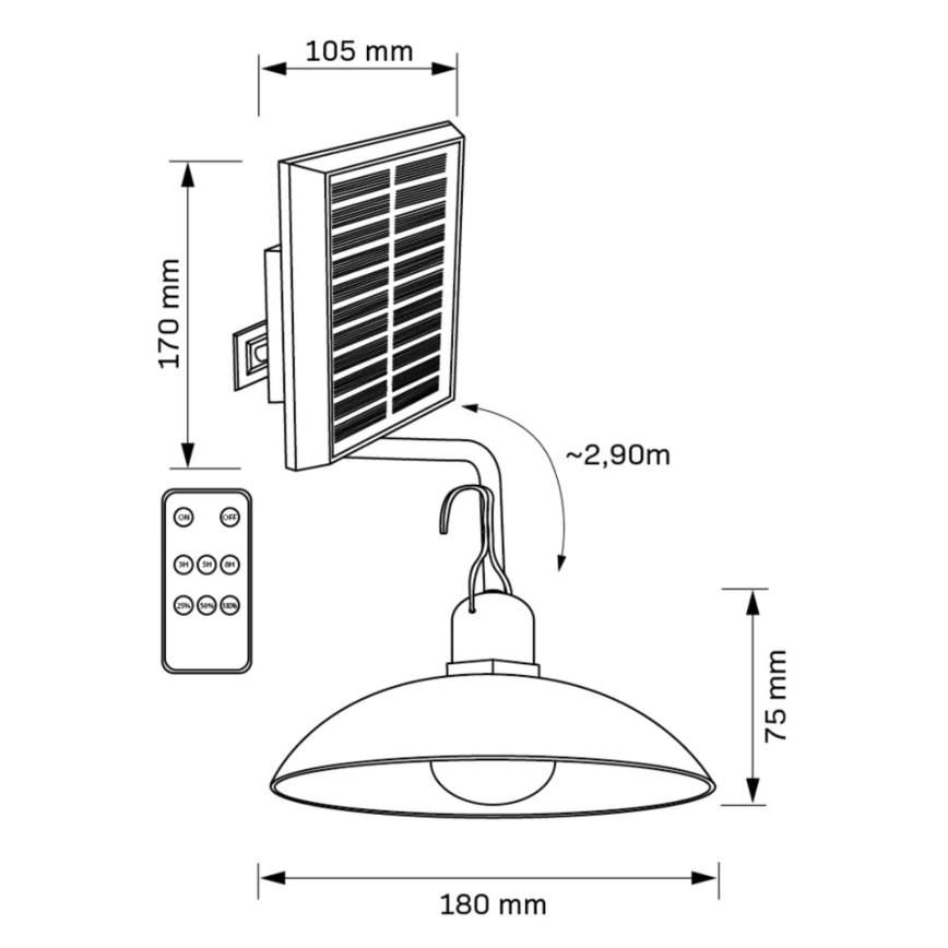 Candeeiro solar LED CELINA LED/1,8W/3,7V IP44 + controlo remoto