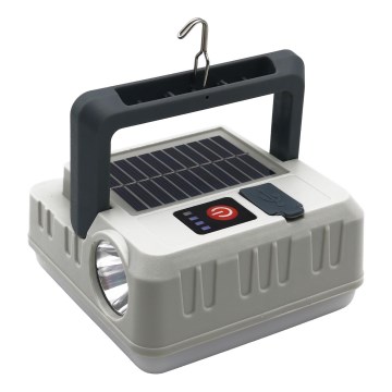 Candeeiro solar LED com função power bank LED/1W/5,5V 8000K IPX4 1200 mAh cinzento