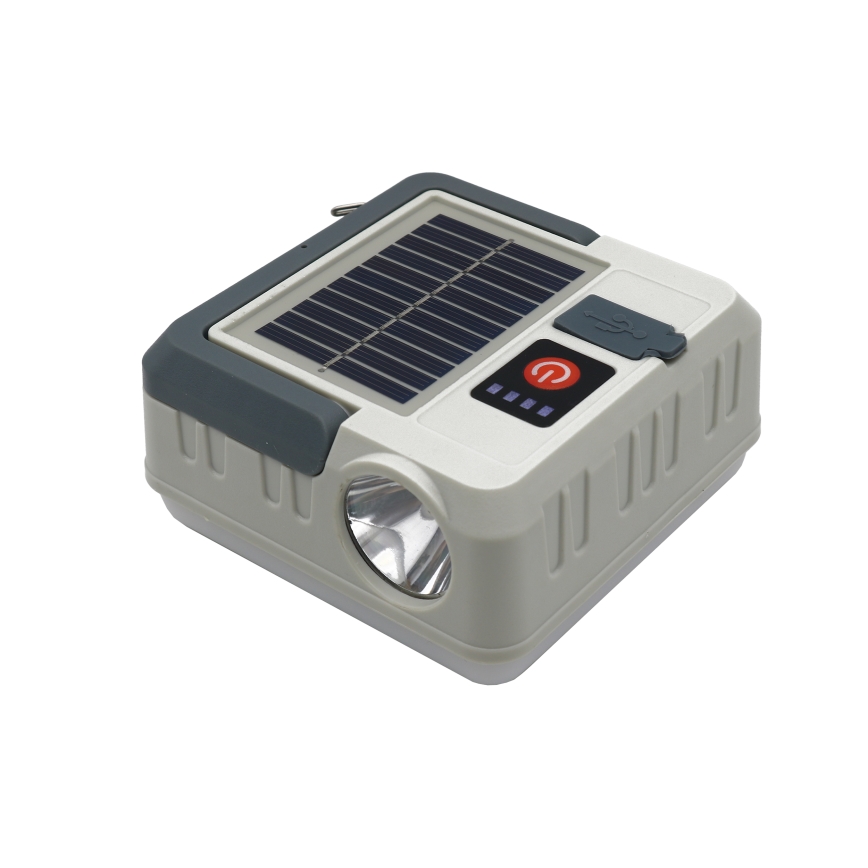 Candeeiro solar LED com função power bank LED/1W/5,5V 8000K IPX4 1200 mAh cinzento