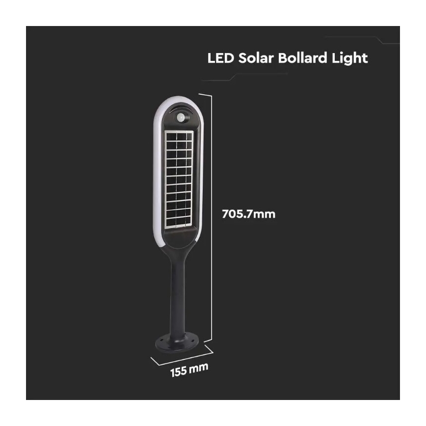 Candeeiro solar LED com sensor BOLLARD LED/5W/5,5V IP65 3000K