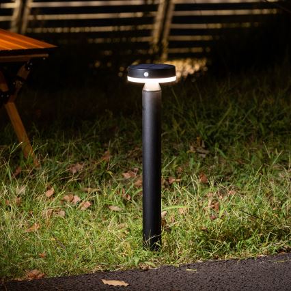Candeeiro solar LED com sensor GWINEA LED/4,5W/3,7V 2000 mAh 50 cm IP44 preto