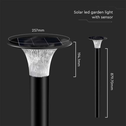 Candeeiro solar LED com sensor LED/15W/3,2V 4000K/6000K IP65