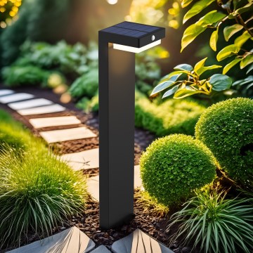 Candeeiro solar LED com um sensor de crepúsculo e movimento PALERMO LED/5W/2000 mAh IP54 preto