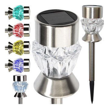 Candeeiro solar LED CRYSTAL 2xLED-RGB/0,02W/1xAAA cromo mate IP44