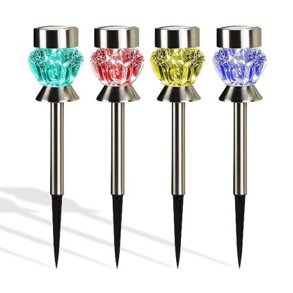 Candeeiro solar LED CRYSTAL 2xLED-RGB/0,02W/1xAAA cromo mate IP44