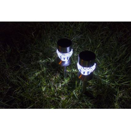 Candeeiro solar LED CRYSTAL 2xLED-RGB/0,02W/1xAAA cromo mate IP44