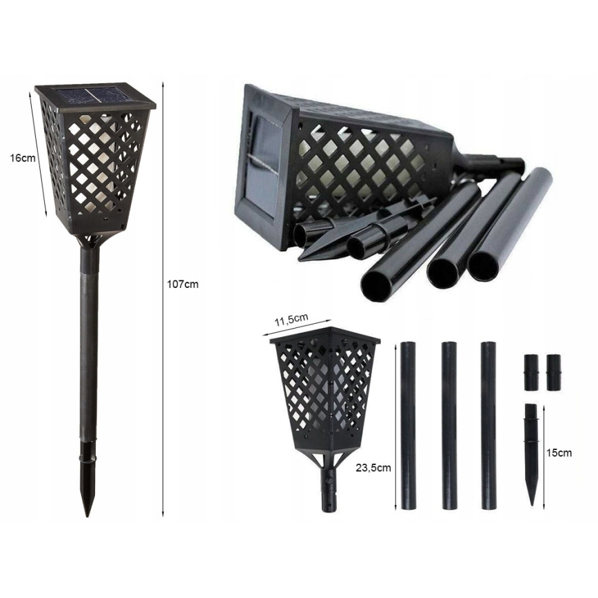 Candeeiro solar LED LED/0,6W/5,5V IP65 107 cm preto