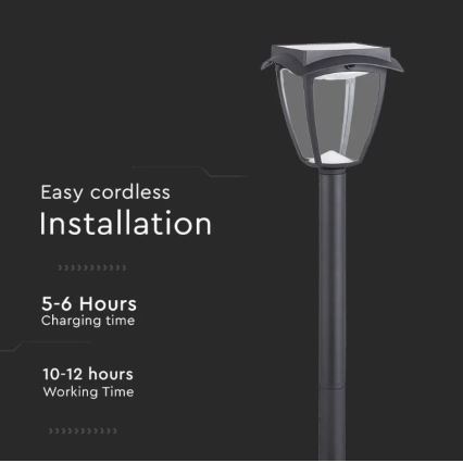 Candeeiro solar LED LED/2W/230V 93 cm 3000/6000K IP65 2200 mAh