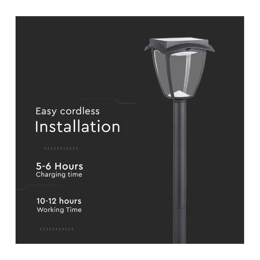 Candeeiro solar LED LED/2W/230V 93 cm 3000/6000K IP65 2200 mAh