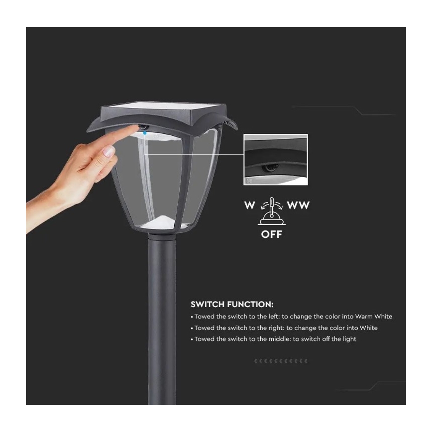 Candeeiro solar LED LED/2W/230V 93 cm 3000/6000K IP65 2200 mAh
