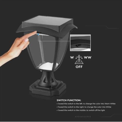Candeeiro solar LED LED/2W/3,7V 3000/6000K IP65