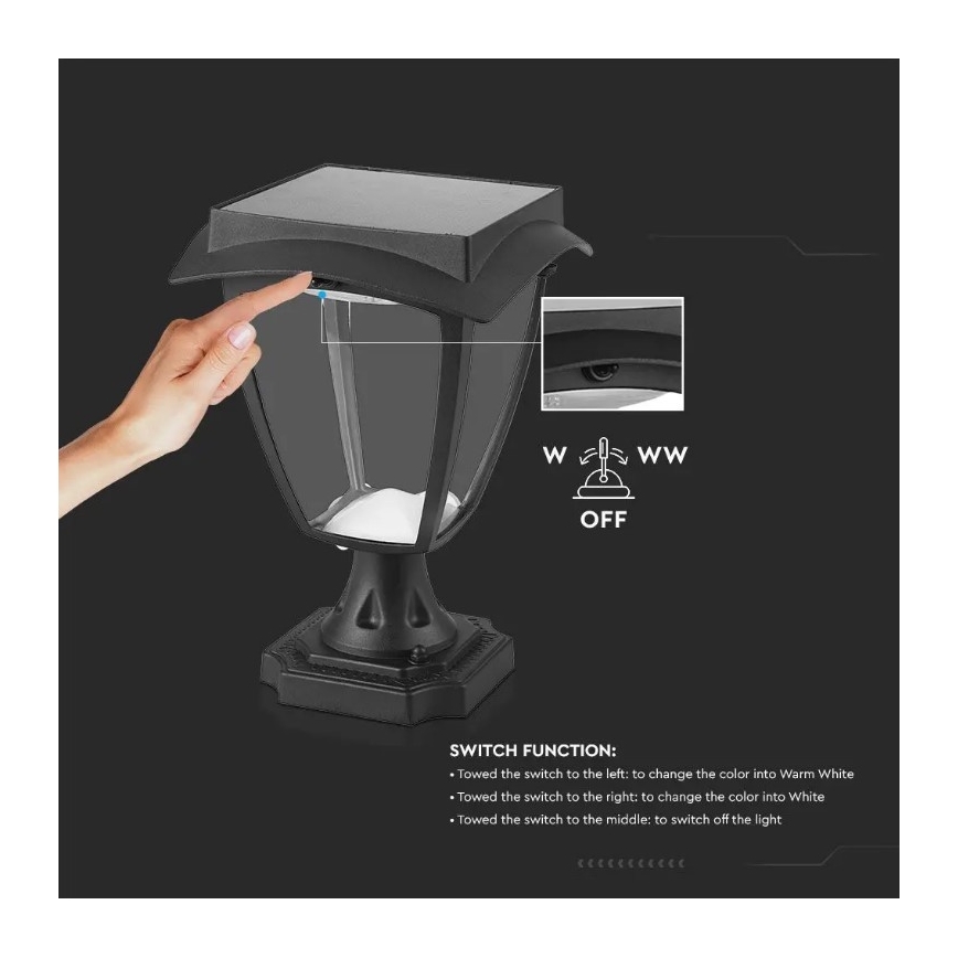 Candeeiro solar LED LED/2W/3,7V 3000/6000K IP65