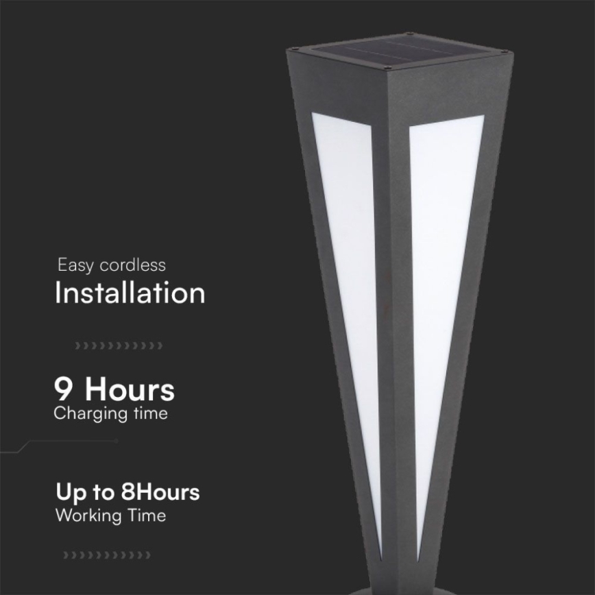 Candeeiro solar LED LED/2W/3,7V IP65 3000K preto + comando