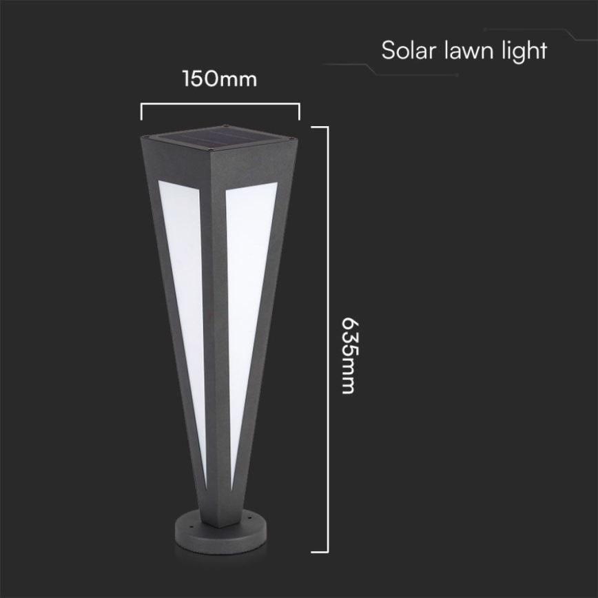 Candeeiro solar LED LED/2W/3,7V IP65 3000K preto + comando