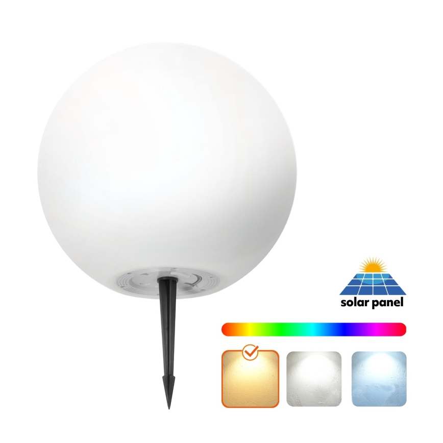 Candeeiro solar LED RGB regulável BOLA DE JARDIM LED/5W/3,7V 3000K IP54 d. 40 cm + comando