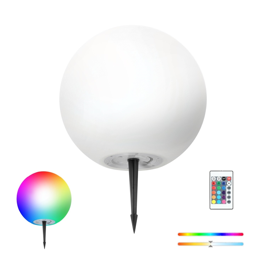 Candeeiro solar LED RGB regulável BOLA DE JARDIM LED/5W/3,7V 3000K IP54 d. 40 cm + comando