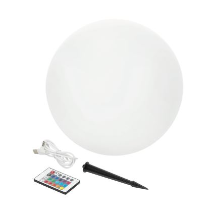 Candeeiro solar LED RGB regulável BOLA DE JARDIM LED/5W/3,7V 3000K IP54 d. 40 cm + comando