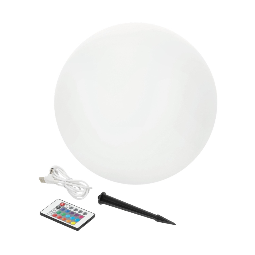 Candeeiro solar LED RGB regulável BOLA DE JARDIM LED/5W/3,7V 3000K IP54 d. 40 cm + comando