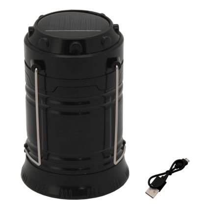 Candeeiro solar portátil LED LED/1200mAh preto