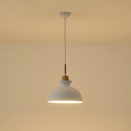 Candeeiro suspenso 1xE27/15W/230V branco diâmetro 28 cm