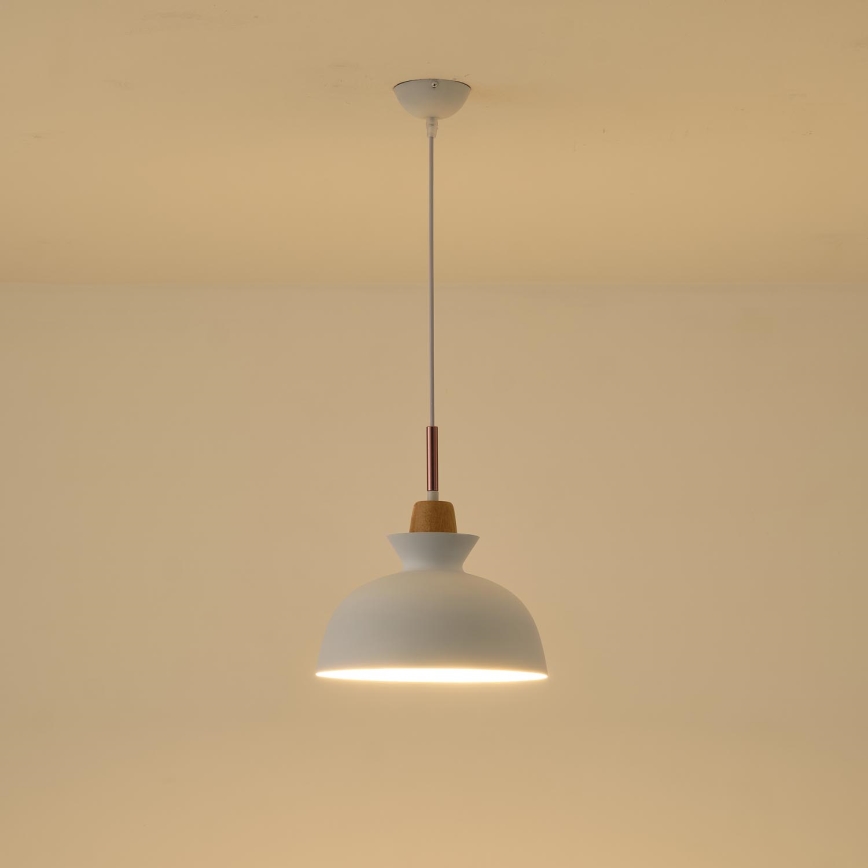 Candeeiro suspenso 1xE27/15W/230V branco diâmetro 28 cm