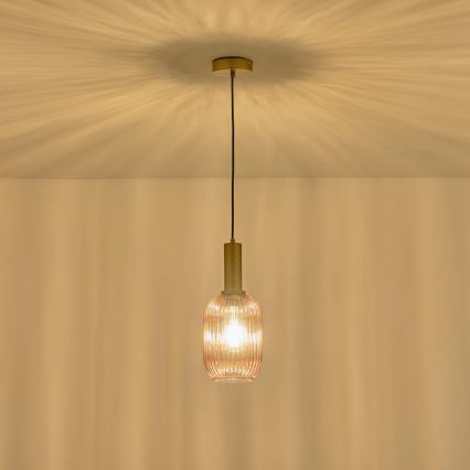 Candeeiro suspenso 1xE27/15W/230V castanho pr. 13 cm