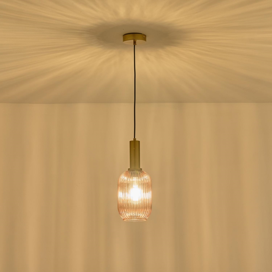 Candeeiro suspenso 1xE27/15W/230V castanho pr. 13 cm