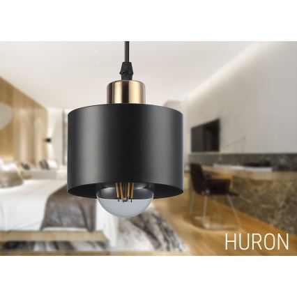 Candeeiro suspenso 1xE27/35W/230V diâmetro 12 cm preto/dourado