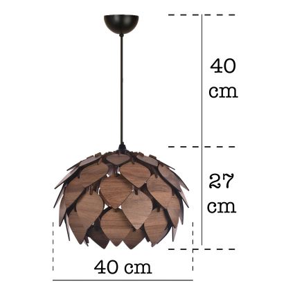 Candeeiro suspenso 1xE27/40W/230V castanho