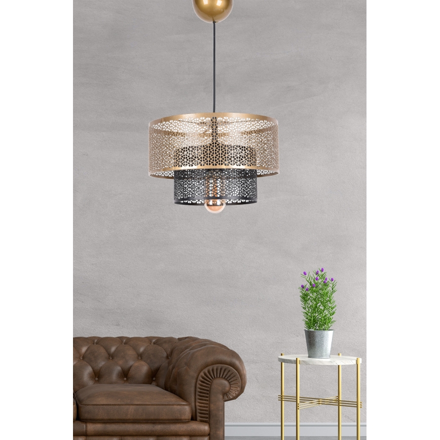 Candeeiro suspenso 1xE27/40W/230V dourado/preto