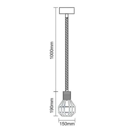 Candeeiro suspenso 1xE27/60W/230V diâmetro 15 cm