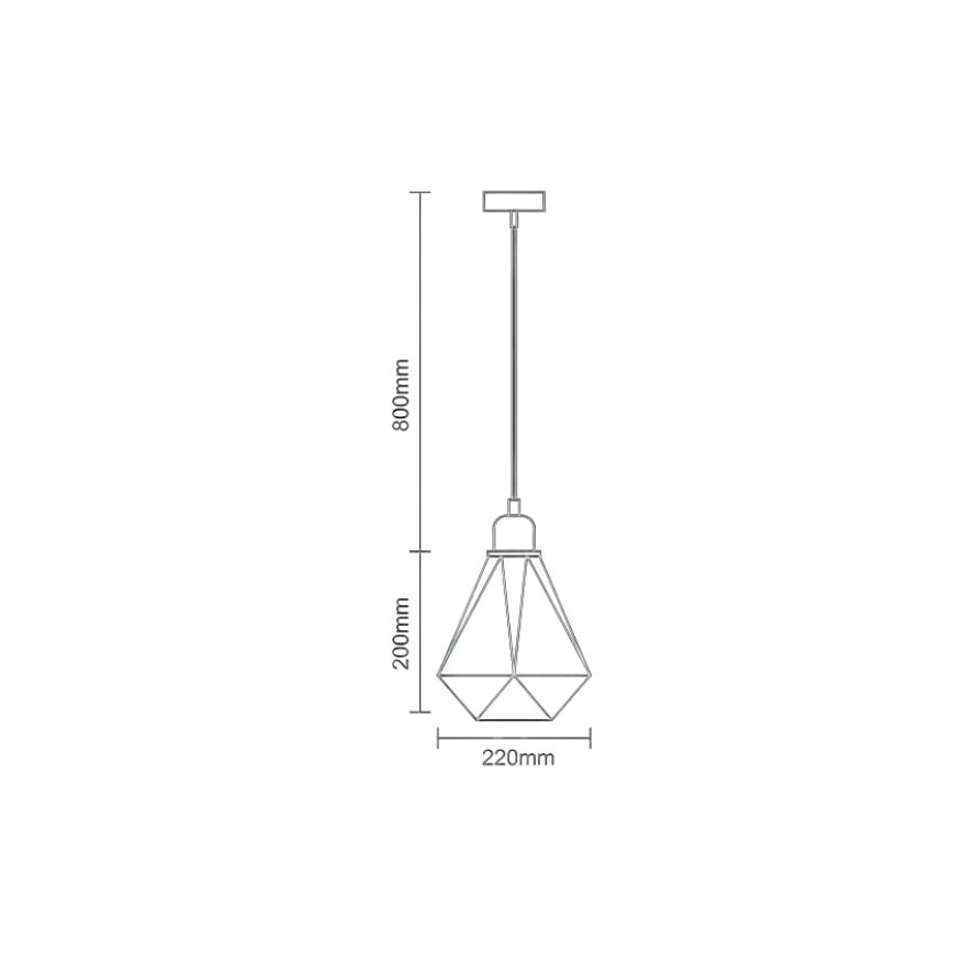 Candeeiro suspenso 1xE27/60W/230V diâmetro 22 cm cobre