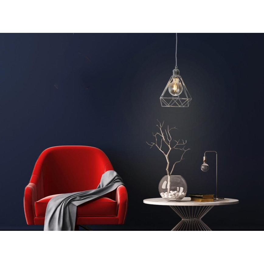Candeeiro suspenso 1xE27/60W/230V diâmetro 22 cm cromado brilhante