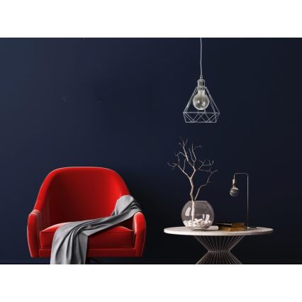 Candeeiro suspenso 1xE27/60W/230V diâmetro 22 cm cromado brilhante