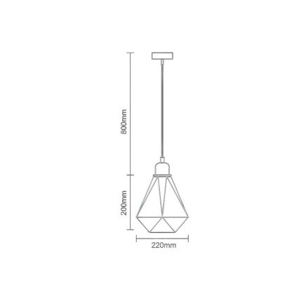 Candeeiro suspenso 1xE27/60W/230V diâmetro 22 cm cromado brilhante