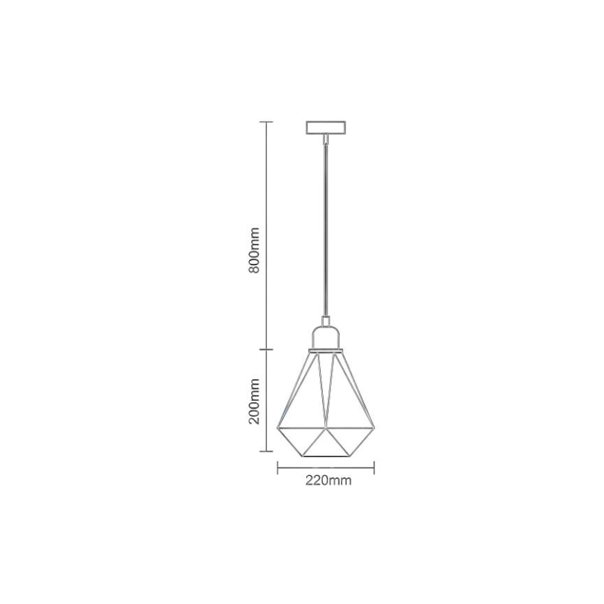 Candeeiro suspenso 1xE27/60W/230V diâmetro 22 cm cromado brilhante