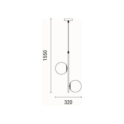 Candeeiro suspenso 2xE27/40W/230V latão