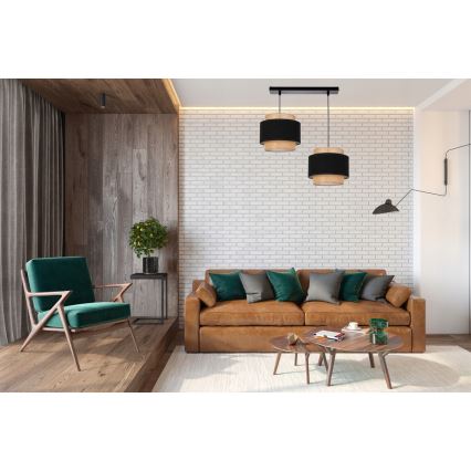 Candeeiro de teto suspenso com cabo 2xE27/60W/230V bege