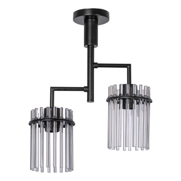 Candeeiro suspenso 2xE27/60W/230V preto/fumado