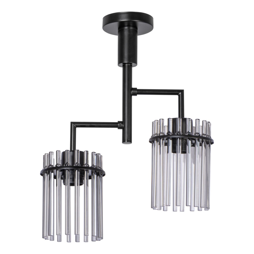 Candeeiro suspenso 2xE27/60W/230V preto/fumado