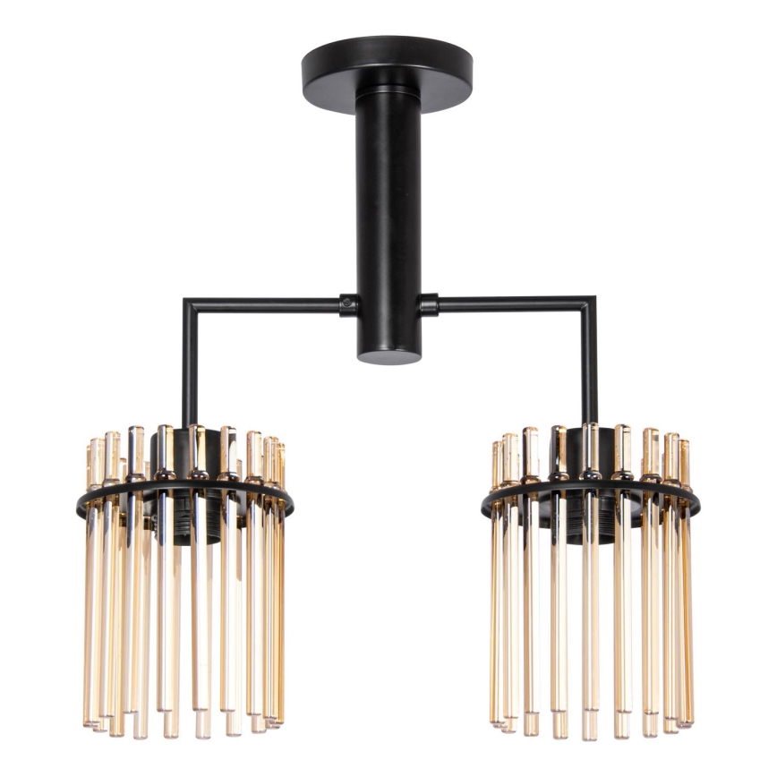 Candeeiro suspenso 2xE27/60W/230V preto/fumado