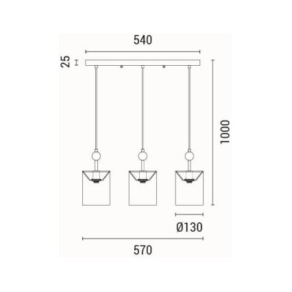 Candeeiro suspenso 3xE14/15W/230V