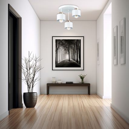 Candeeiro suspenso 3xE27/35W/230V diâmetro 30 cm branco/dourado
