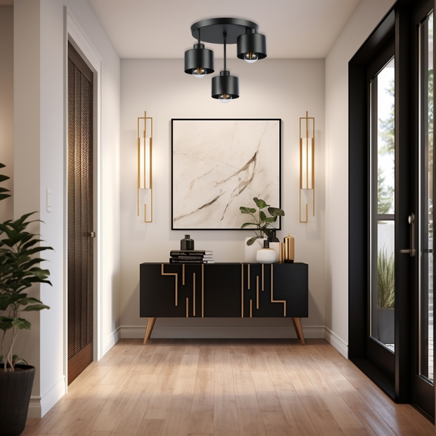 Candeeiro suspenso 3xE27/35W/230V diâmetro 30 cm preto